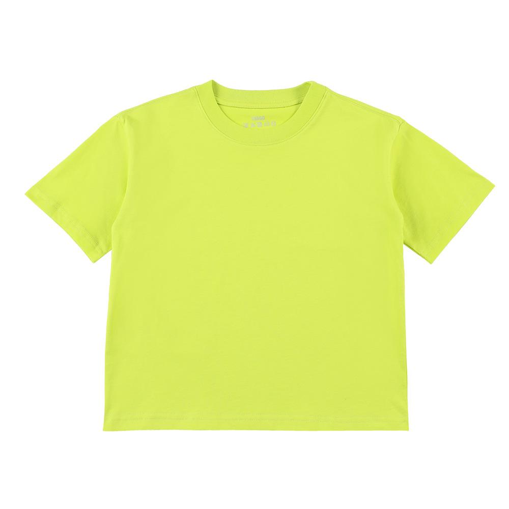 Children's Pure Cotton Round Neck T-shirt - Solid Color, Loose Drop Shoulder, Short Sleeve - Spring/Summer for Boys & Girls