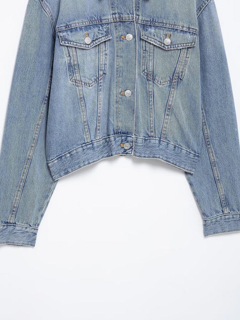 TAOP&ZA Spring/Summer Women's Commuter Denim Jacket with Turn-Down Collar and Long Pants
