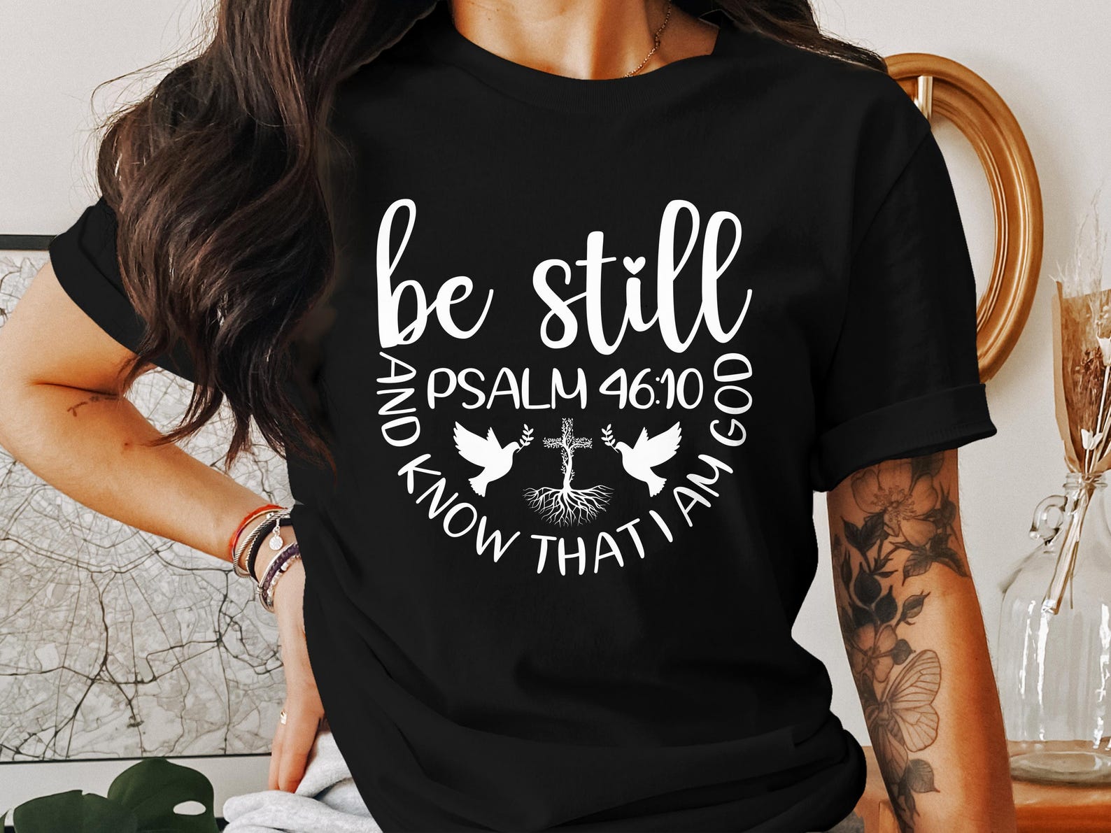 Be Still Psalm 46 10 T-Shirt, Christian Faith Gift, Bible Verse Shirt, Jesus Shirt, Religious Tee, God Shirt, Inspirational Christian XL