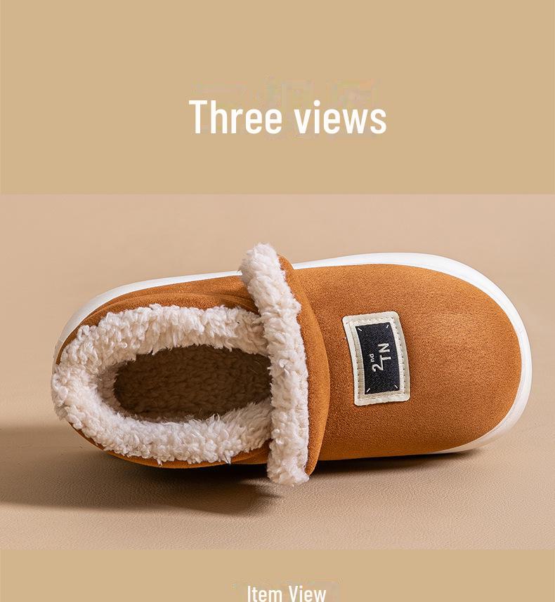 Women's High-Top Velvet-Lined Cotton Slippers, Non-Slip, Warm, Thickened for Winter, Suitable for Indoor & Outdoor Use