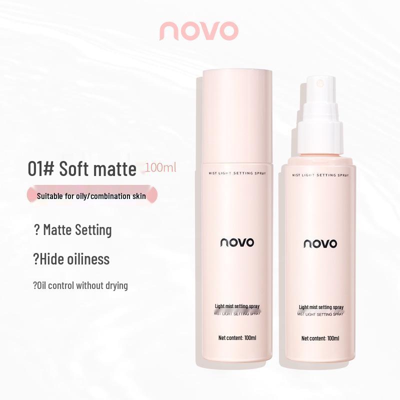NOVO Oil-Control Long-Lasting Hydrating Setting Spray, Waterproof & Sweatproof, Moisturizing for Dry Skin, Student-Friendly, Smudge Resistant. 100ml