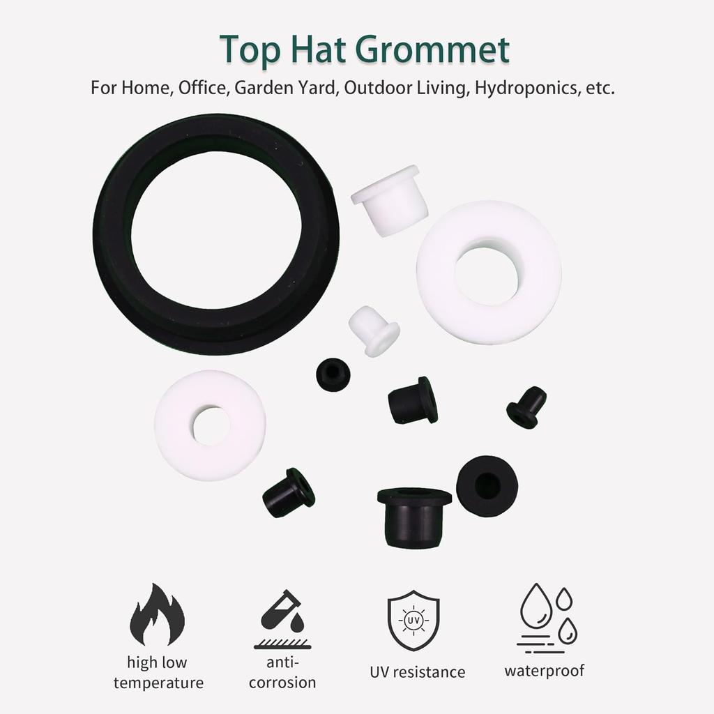 3/16 Inch ID, 1/4 Inch Drill Hole, Silicone Rubber Grommets for Wiring, Automotive Firewall Small Top Hat Hole Grommets for 3/16 Inch OD Vinyl Tubing