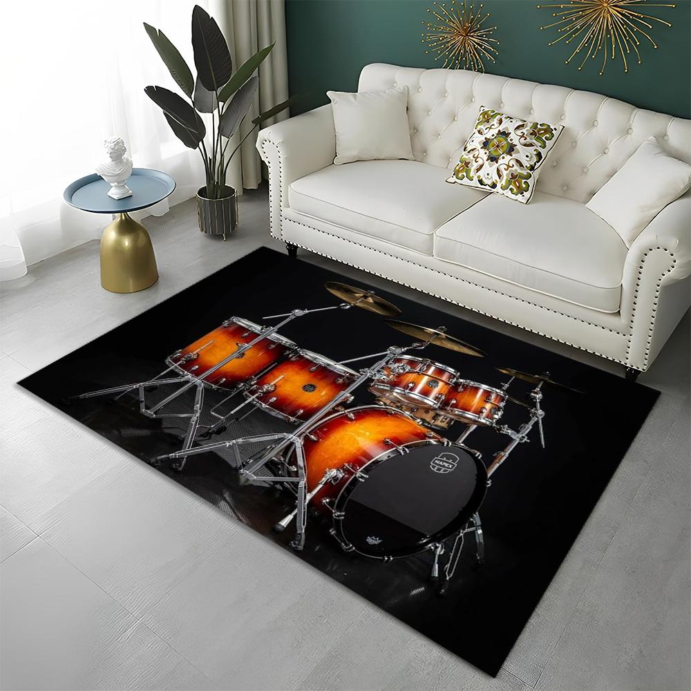 Music Instruments Drum Kit  Drum Set Carpet Rug for Home Living Room Bedroom Sofa Doormat Decor,kids Area Rug Non-slip Floor Mat