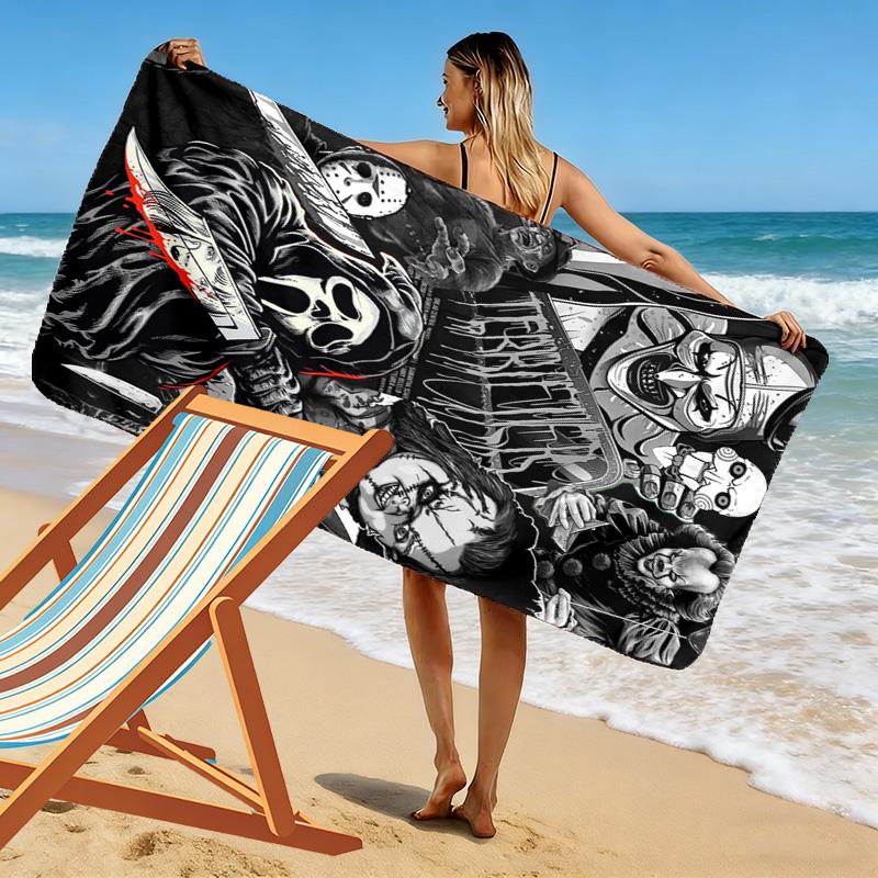 Horror Movie Series Print Beach Towel, Large Soft Quick Dry Towel for Beach Camping Swimming