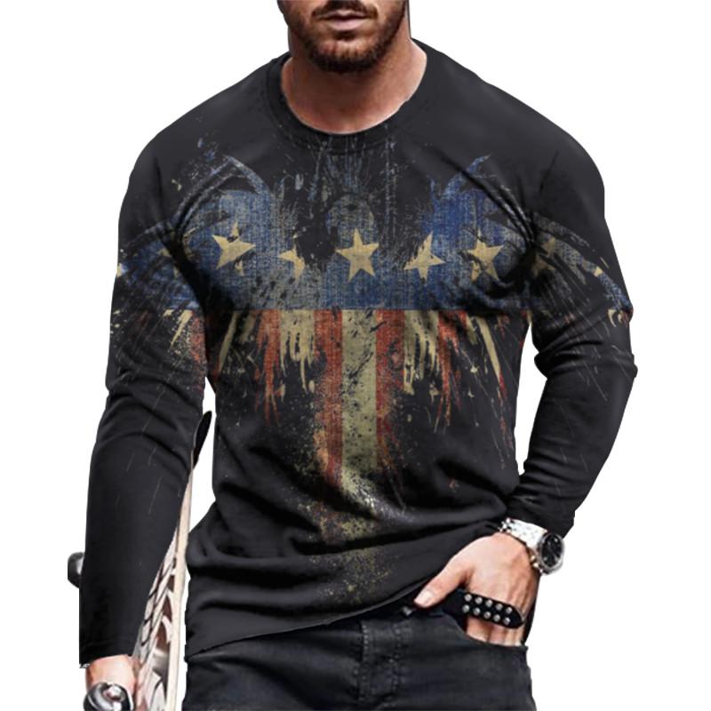 Men's 3D Printed Long Sleeve Casual Fashion Crew Neck T-Shirt Sports Daily Comfort Light Breathable Quick Drying Top
