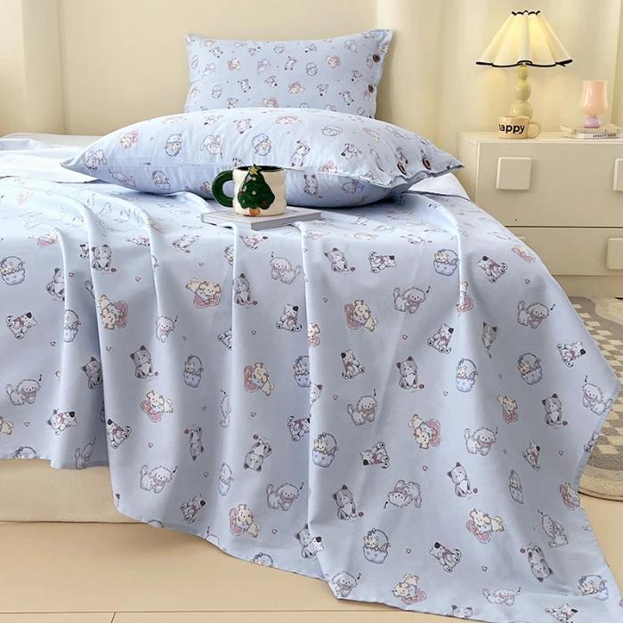 2025 new raw cotton old coarse cloth bed sheet single piece summer button pillowcase quilt sheet skin-friendly three-piece set