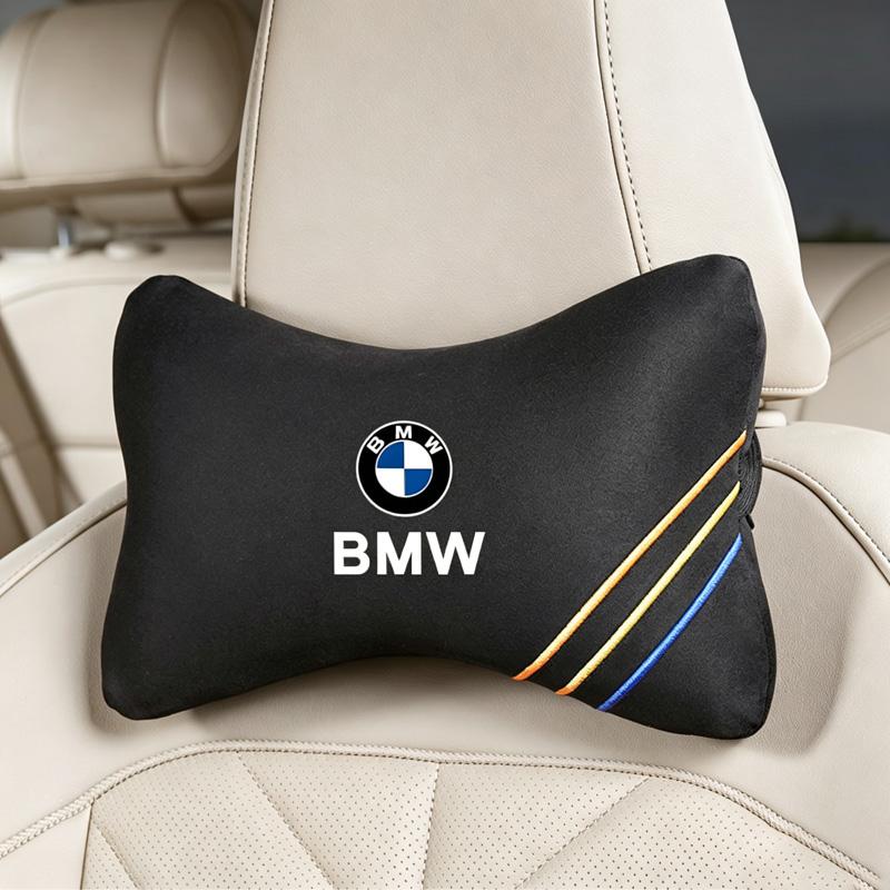 DJSA5 keychain Suede Car Seat Headrest Lumbar Pillow For BMW F30 F10 E90 F20 E46 E60 E70 E39 E36 E87 X7 E92 Car Interior Head Aupport