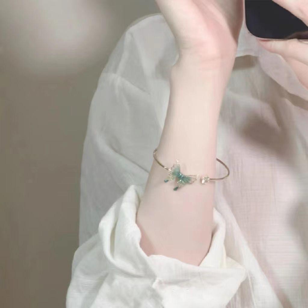 New Chinese green butterfly bracelet niche design sense Chinese style temperament jewelry girlfriends jewelry