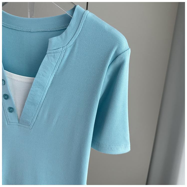 Plus Size V-Neck Short Sleeve Top With Standard Shoulder Slim Fit Lightweight Summer Tee Versatile Breathable Soft Material Flattering Slim Women Top