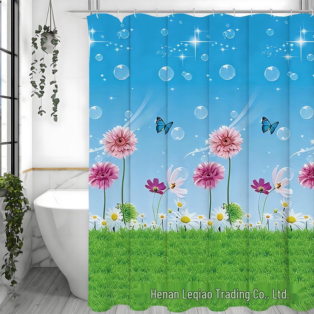

Fresh Dandelion Pattern Waterproof Polyester Shower Curtain with 12 Hooks for Bathroom Décor and Partitioning 12 hooks