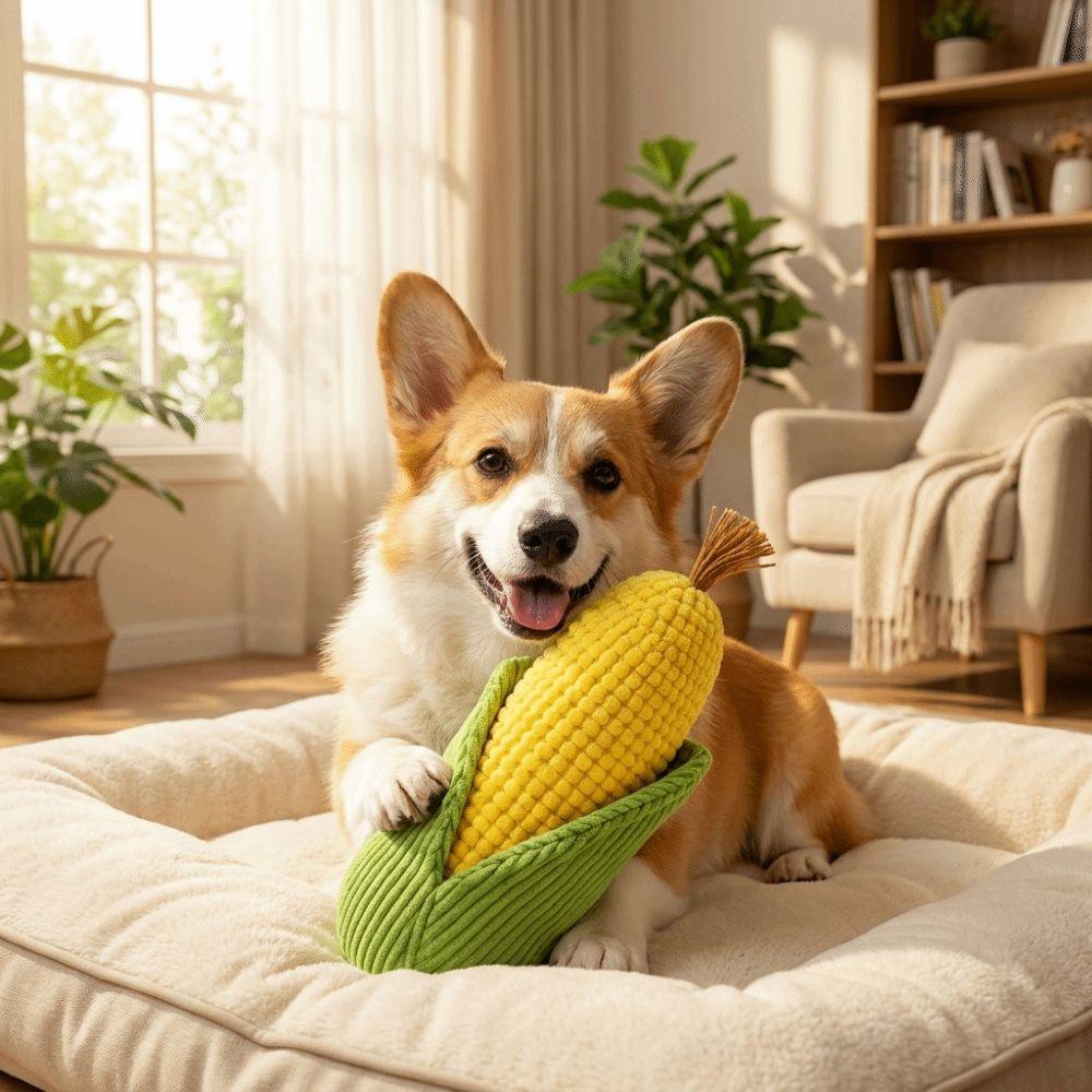 Sounding Dog Plush Chew Toy Simulated Corn Squeaky Puppy Toy Chew Squeak Toy  Training Toy