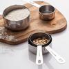 Stainless Steel Measuring Cup, 4 Piece Measuring Spoon Set with Brushed Interior and Clear Scale For baking coffee, milk, tea and liquids in the kitch