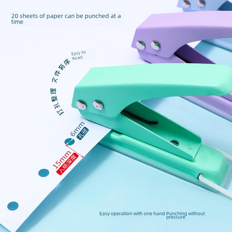 Perforator de hârtie A4 cu foi libere Macaron Color, gaură rotundă de 6 mm pentru bricolaj și studenți