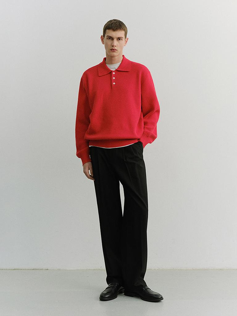 Deonseuteupomaen Cashmere Collared Sweater_Unisex_Udsw6A104_Red