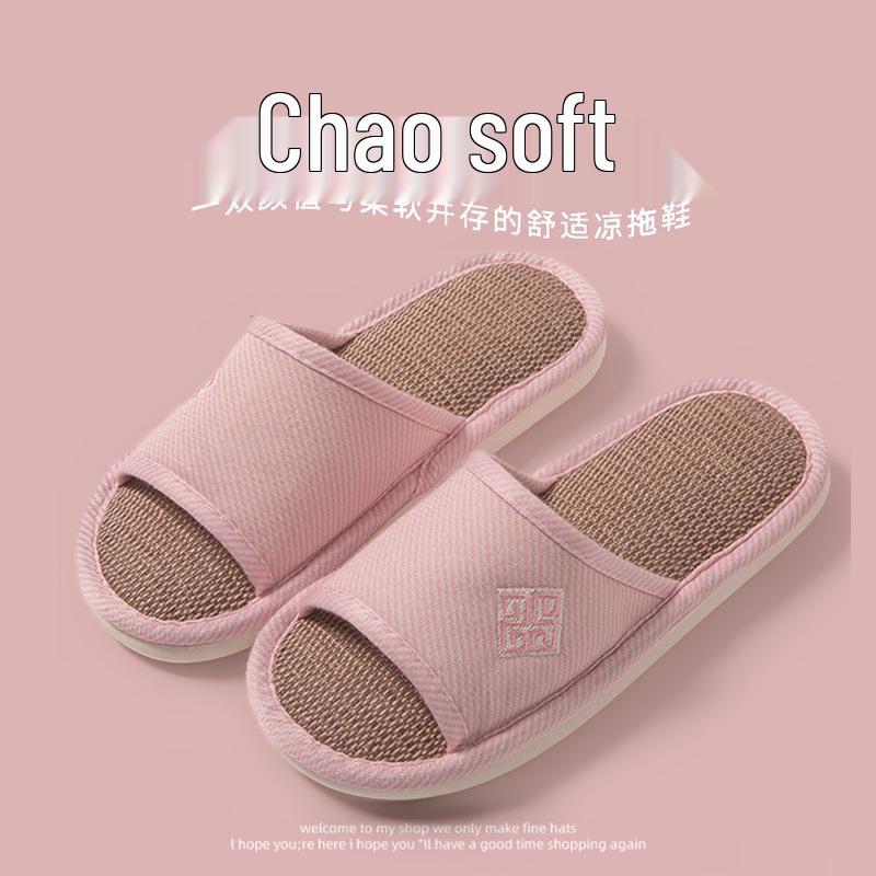 Unisexové pantofle z japonského lnu - Protiskluzová měkká podrážka, Savá vnitřní obuv pro všechna roční období