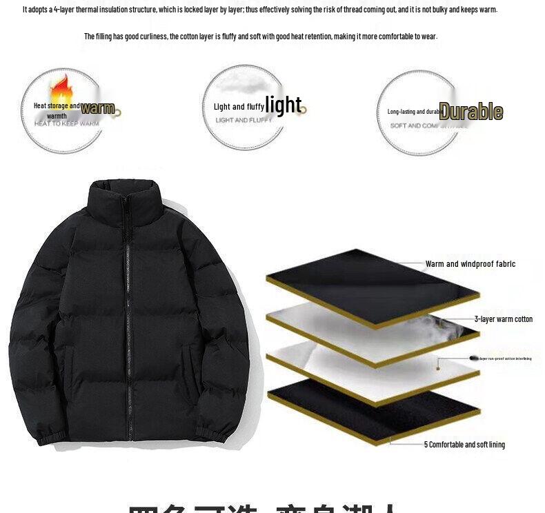 Herren Plus Size Winter-Steppjacke aus Baumwolle - Bestickte Dicke Warme Oberbekleidung