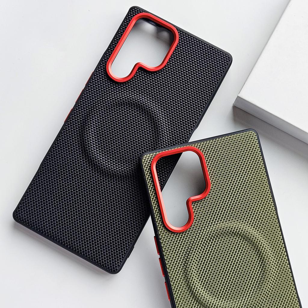 Luxury PU Woven Matte Anti-Slip Phone Case For Samsung Galaxy S26 S25 Edge Ultra Plus Drop Proof Magnetic Charging Protect Cover