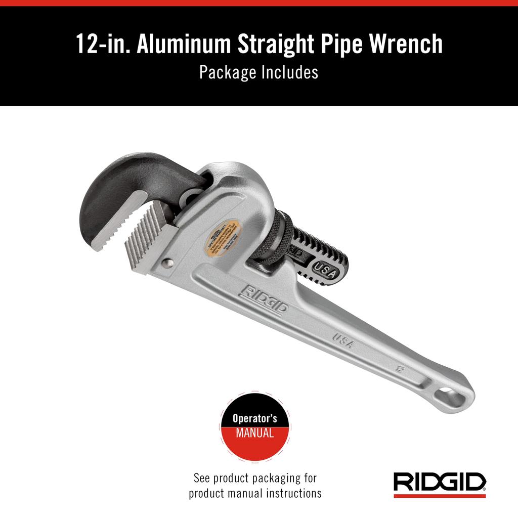 Rigid Aluminum Straight Pipe Wrench 300mm 812