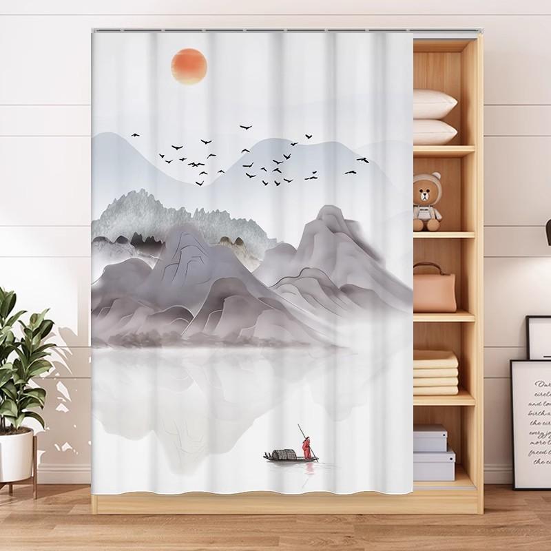 Cabinet Cover Curtain Non Perforated Door Curtain Wardrobe Cover Cloth Bookshelf Shoe Rack Debris Cover Dust-proof Cloth Curtain