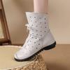 Retro Breathable Genuine Leather Women Boots Handmade Soft and Comfortable Hollow Out Ankle Boots Ladies Platform Shoes