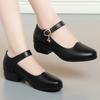 Scarpa da ballo salsa da donna primaverile moderna a punta rotonda tacco spesso superficie morbida punta chiusa ballo di gruppo suola in gomma morbida
