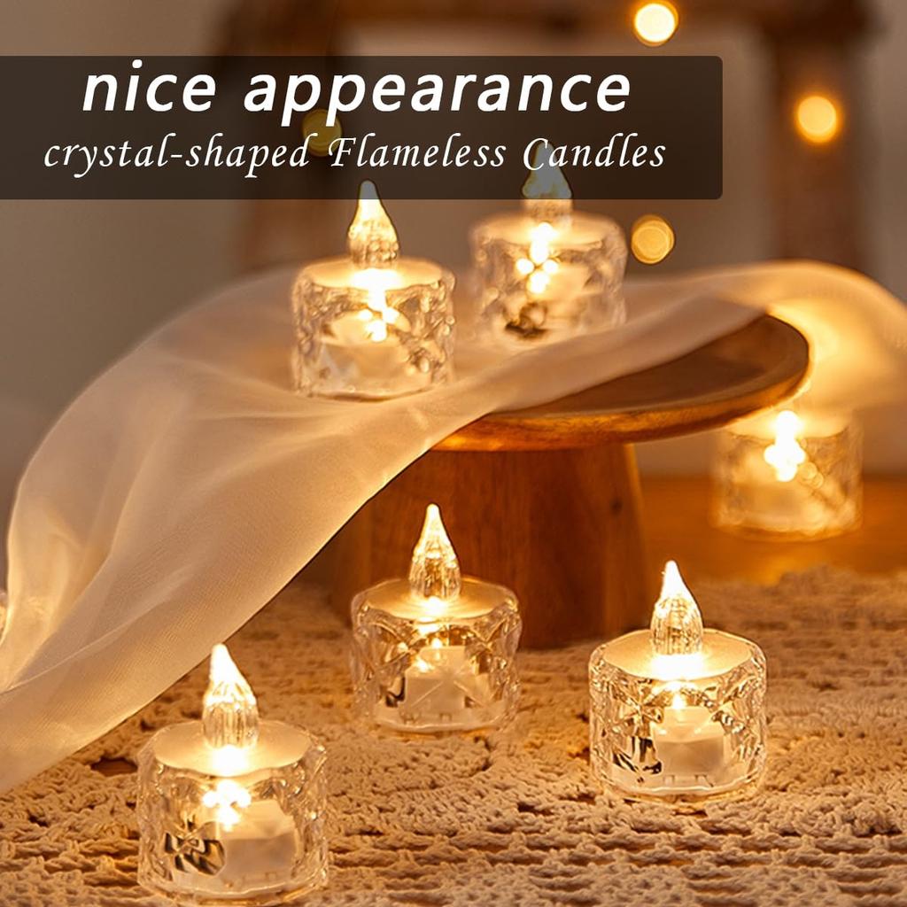 2pcs Flameless LED Light Candles Crystal Candle Transparent Electronic Night Lamp for Wedding Valentine's Day Party Decor