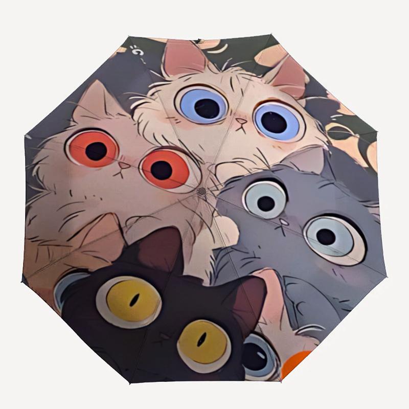 

1pc Cats Fashionable Automatic Opening/Closing Folding Umbrella with 8 Bones, Windproof Portable, Daily Use035