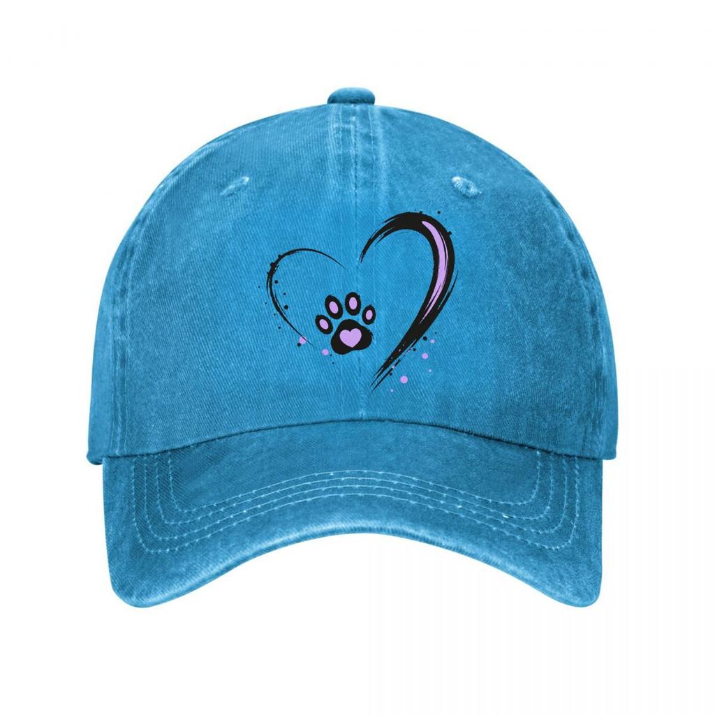 Minimal Pet Love Paw Emblem New Vintage Washed Cotton Baseball Cap Sun Hats