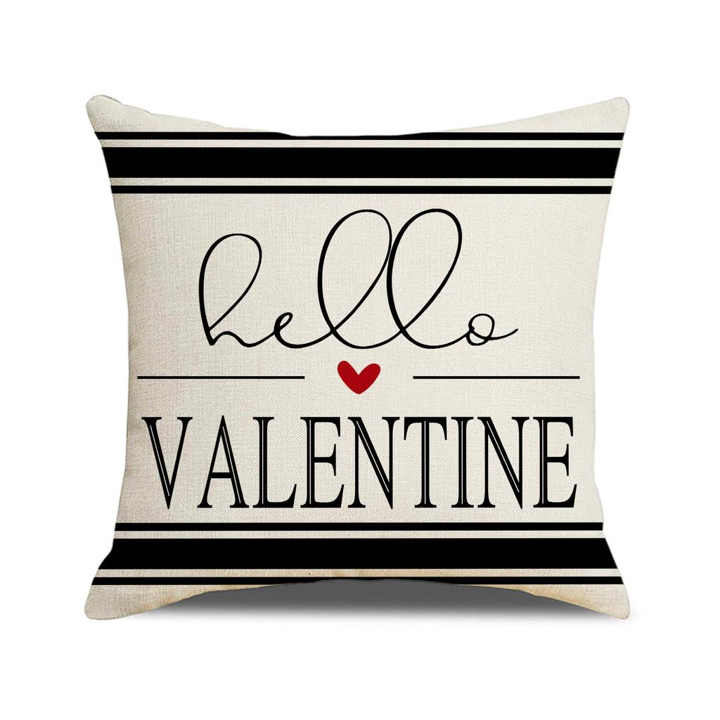 Valentine's Day Pillow Letter Printed Linen Decoration Car Cushion Home Sofa Pillow Cover