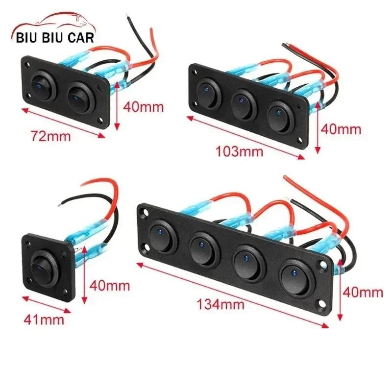 12V 1-4 Gang Universal Toggle Switch Panel USB Car Boat Marine RV Truck Blue LED Styling Accessories Marine Rocker Switch