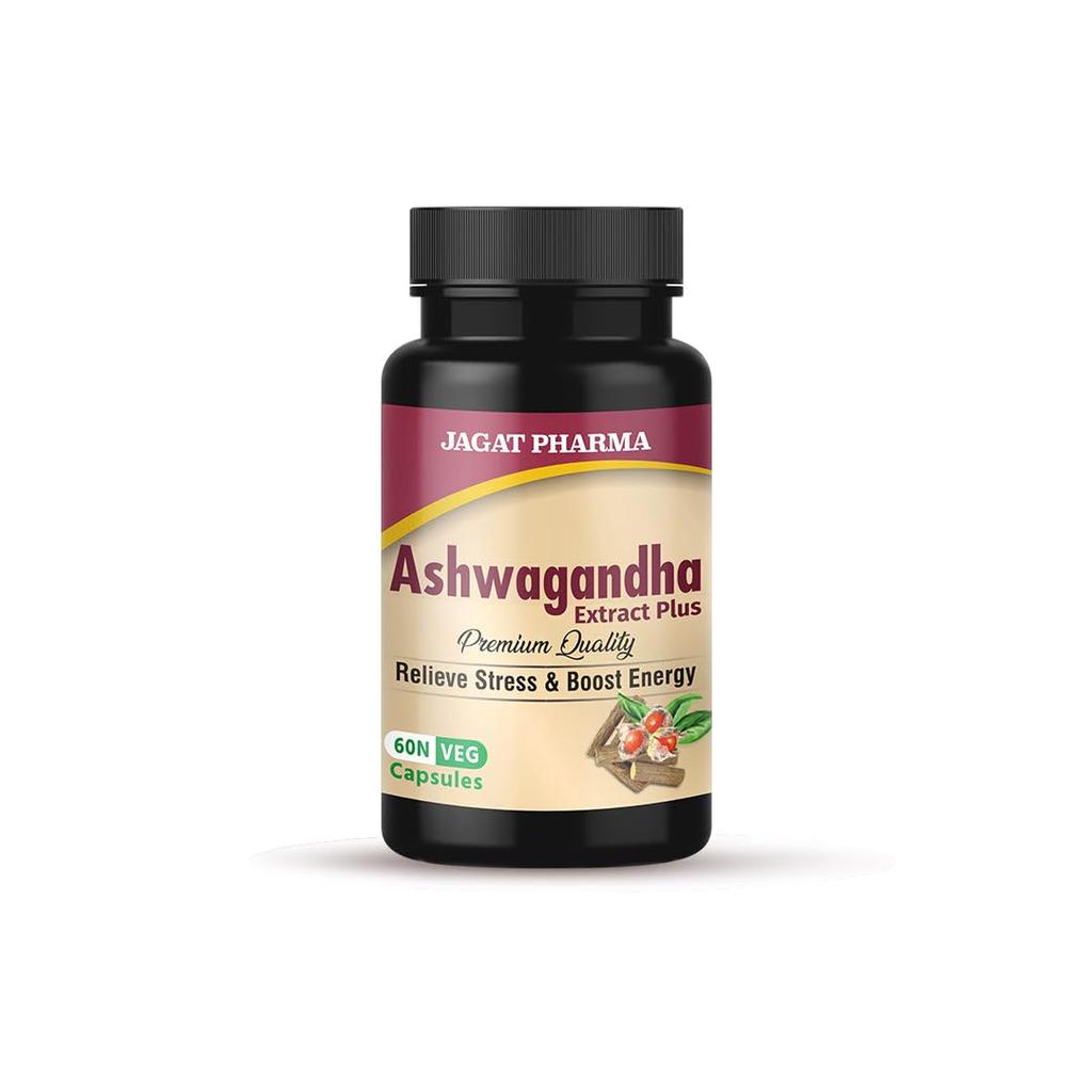 Jagat Pharma Ashwagandha 250 mg & Helps Boost Immunity Relieve Stress & Anxiety 60 Caps