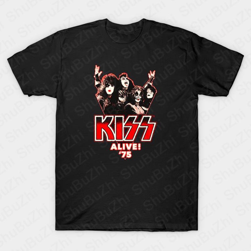 KISS Hiss Cat Parody Funny Tshirts Rock Meow Group Men T Shirt KISS Rock Roll Man Cotton T-Shirt Drop Shipping