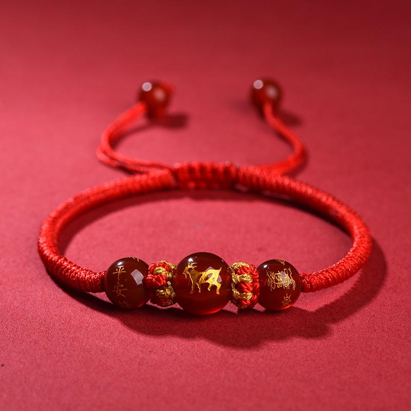 2026 Jahr des Pferdes Rotes Band Armband: Handgeknüpftes Rotes Seil für Tai Sui, Pferd, Ratte, Ochse und Hase