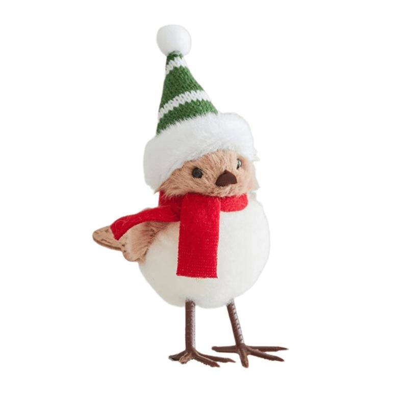 Soft Fabric Christmas Tree Bird Decoration Plush Holiday Bird Decoration Freestanding Tabletop Ornament for Shelf Entryway Styling,