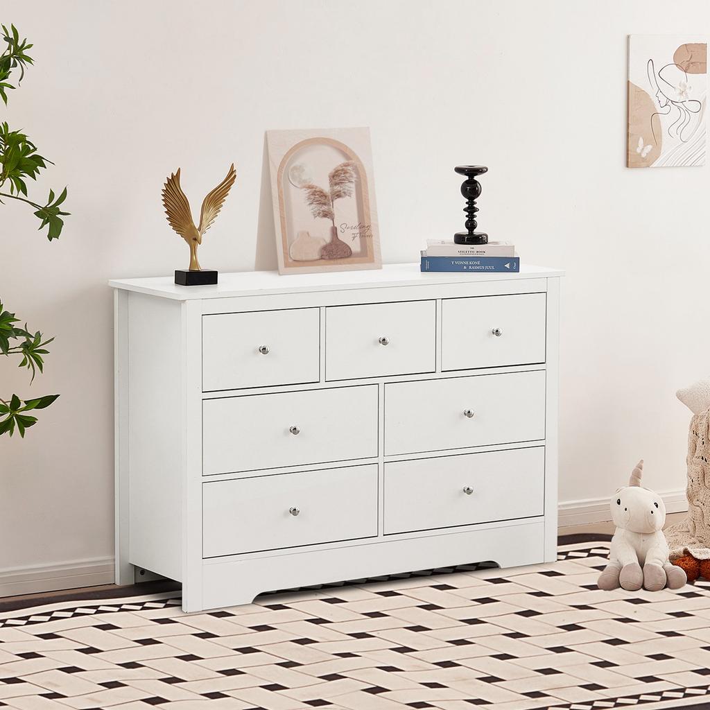 VEVOR 7 Drawer Dresser, Wooden Chest of Drawers with Sliding with Anti-tip Device, Modern Minimalist Dresser Chest