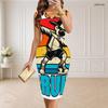 Women Plus Size V Neck Sleeveless Shamrock Printed Bodycon Midi Dress