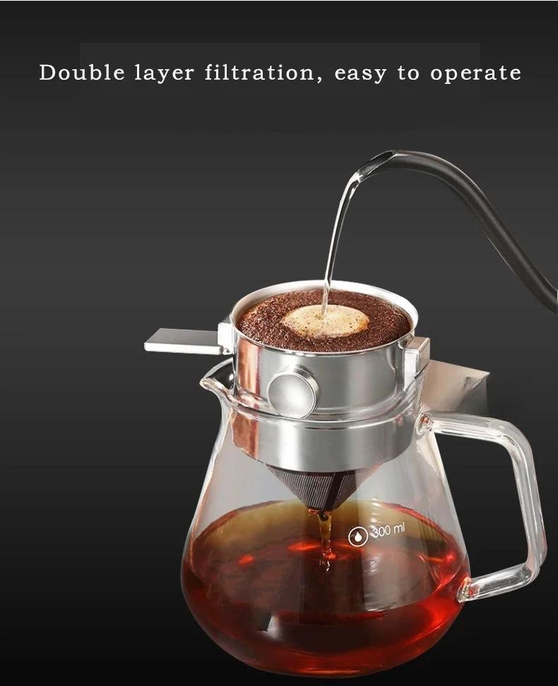 Stainless Steel Coffee Filter Cup Reusable Cone Coffee Filter Pour Over Coffee Maker Folding Filter Cup for Drip Espresso & Tea
