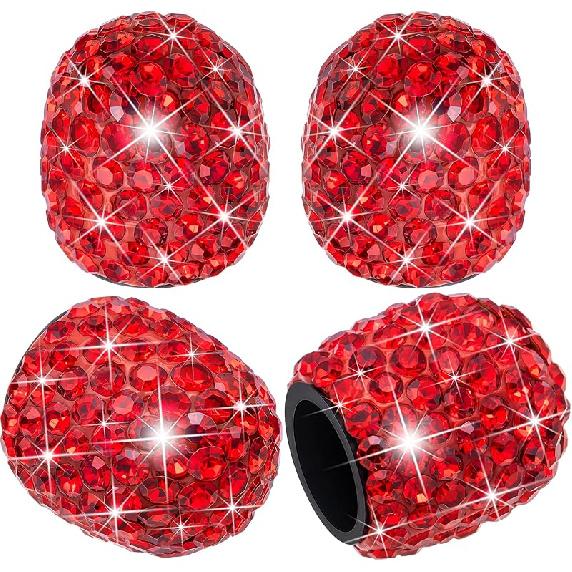 4PCS Bling Crystal Diamond Tire Stem Valve Caps, Dustproof Car Wheel Tire Valve Caps Universal Tire Valve Stem Covers for Cars, SUV, Trucks, Bikes,