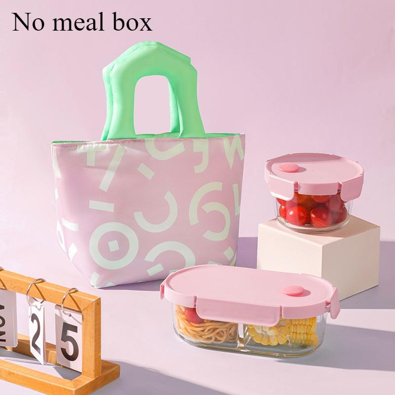 

1pcs Oxford Fabric Lunch Tote for Students & Office Doodle Meal Bag with Thermal Compartment Leakproof Lunch Box Carrier 20x20x15cm розовый