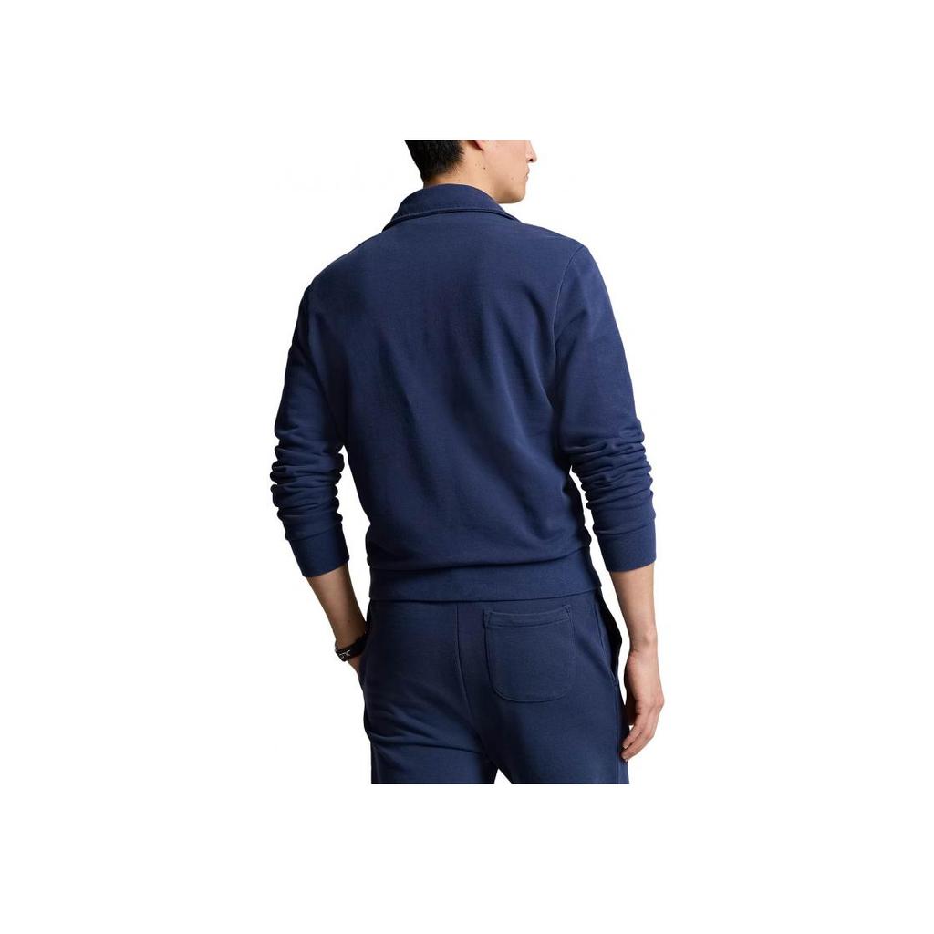 Polo Ralph Lauren Solid Color Polo Collar Half-Zip Long Sleeve Sweatshirt Men sweatshirt Navy-Blue 710934601-009