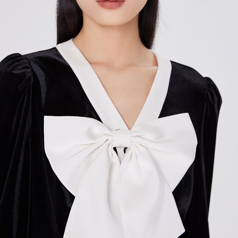 VEROMODA 2024 Early Autumn Velvet Bow-Tie Dress