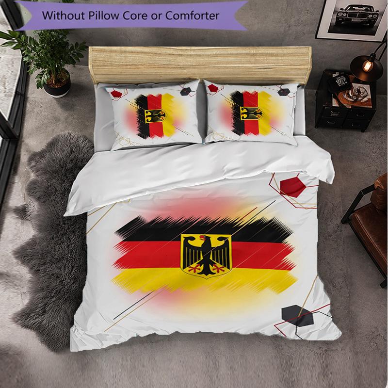 Belgium Football Pattern 3 Pieces Bedding Set Soft Microfiber Duvet Cover with Pillow Cases for Bedroom