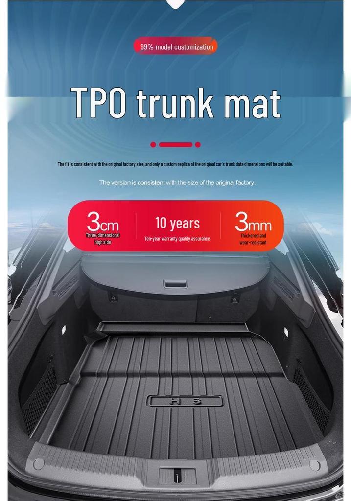 Waterproof TPE Trunk Mat for Hongqi H6 - Car Interior Decoration & Modification Accessories