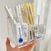 Transparent Desk Pen Holder Simple Stationery Organizer Pencil Storage Box  Cosmetic Organizer