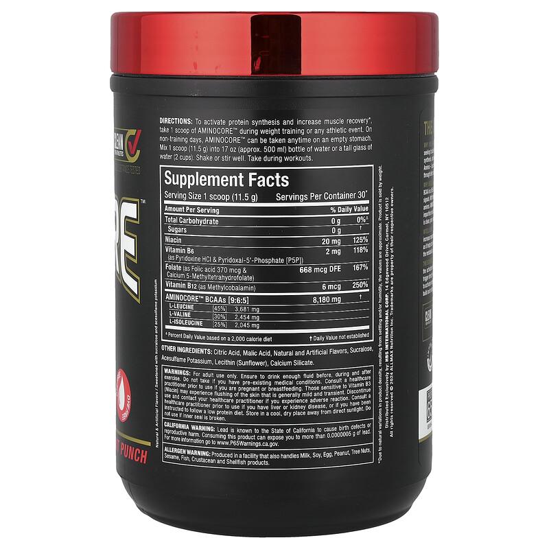 AMINOCORE™ BCAA, Fruit Punch, 0.76 Lbs (345 G)