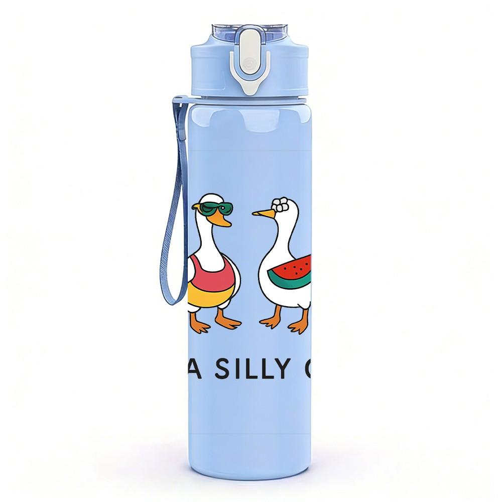 1PC Just A Silly Goose Group 750ml Color Plastic Sports Water Bottle Leakproof Flip Straw Lid Suitable for Sports Office Home Use