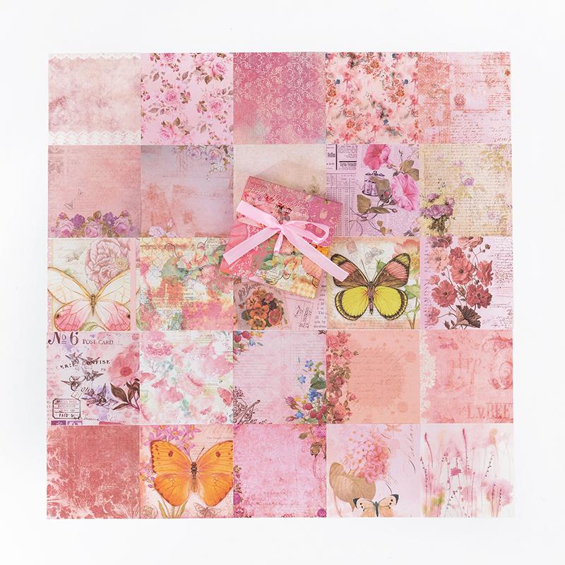 Retro Fusheng Dream Series Material Paper Hand Account DIY Scrapbooking Diary Collage Decorative Paper 100 Sheets, 6 Styles
