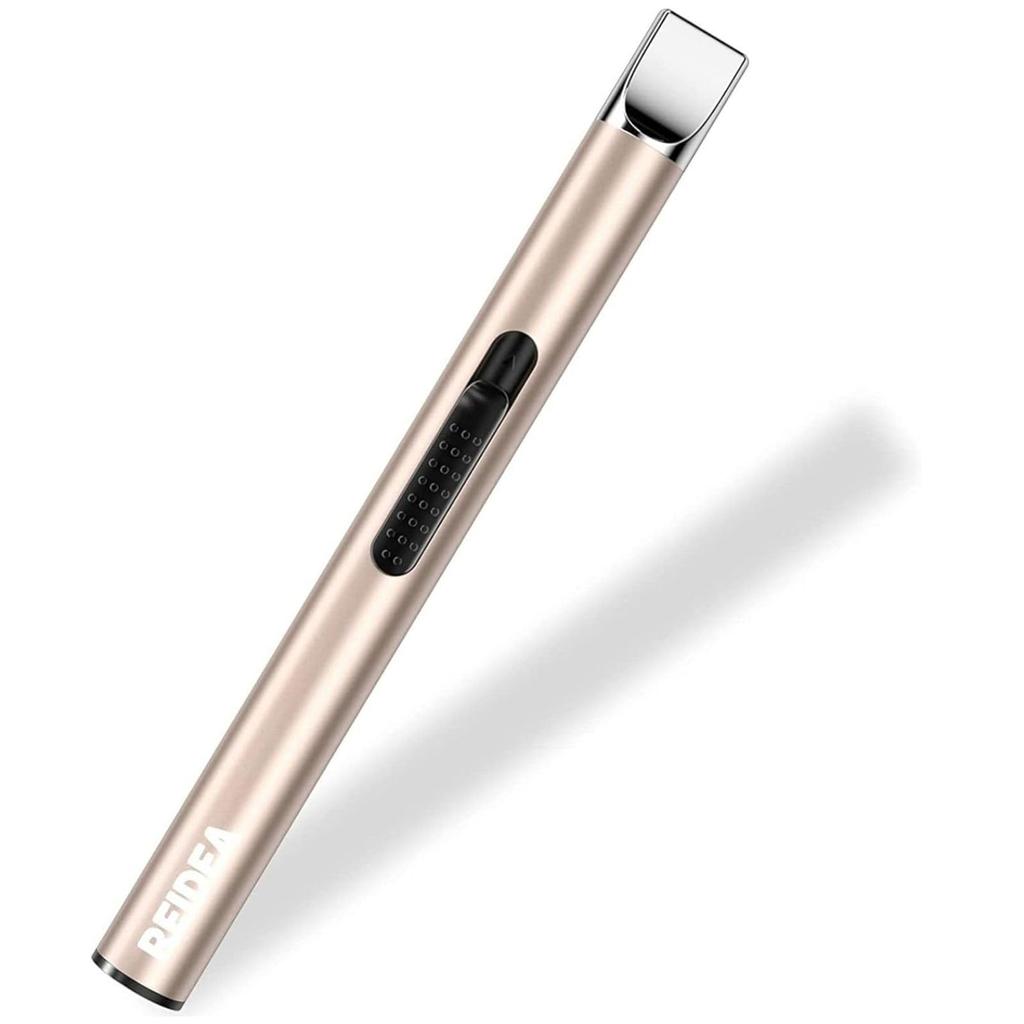 REIDEA Brichetă electronică pentru lumânări Arc rezistentă la vânt Brichetă fără flacără USB reîncărcabilă cu buton de siguranță pentru bucătărie de casă Champagne Gold S4