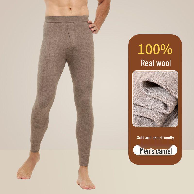 Unisex Thick Fleece-Lined Wool Pants: Warm, Slimming Base Layer with Cashmere for Winter