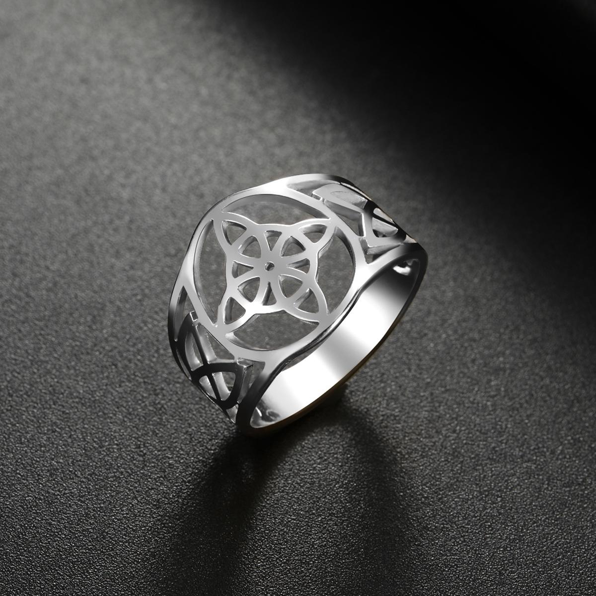 

LIKGREAT Witch Knot Ring Wiccan Cross Celtics Knot Women Finger Rings Stainless Steel Witchcraft Amulet Jewelry Gift for Men 11